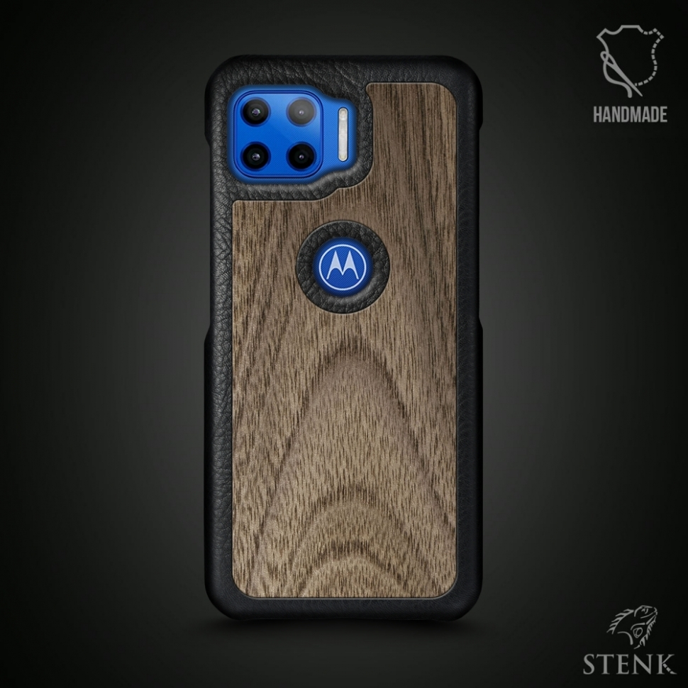 

Кожаная накладка Stenk WoodBacker для Motorola Moto G 5G Plus Чёрная