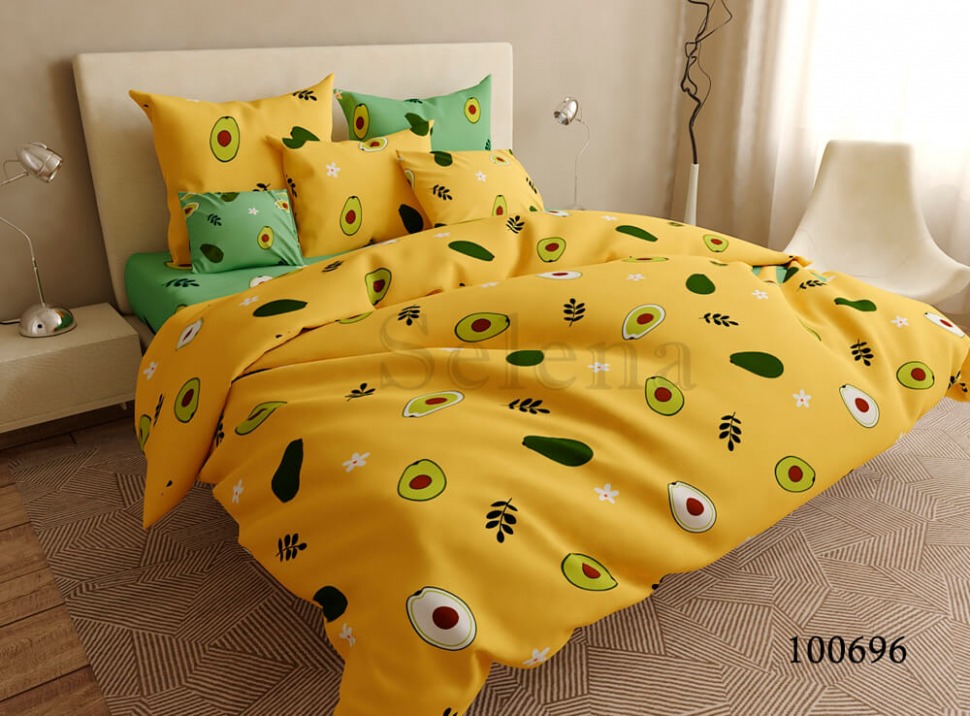 

Постельное белье бязь люкс Selena Авокадо микс 100696 Евро