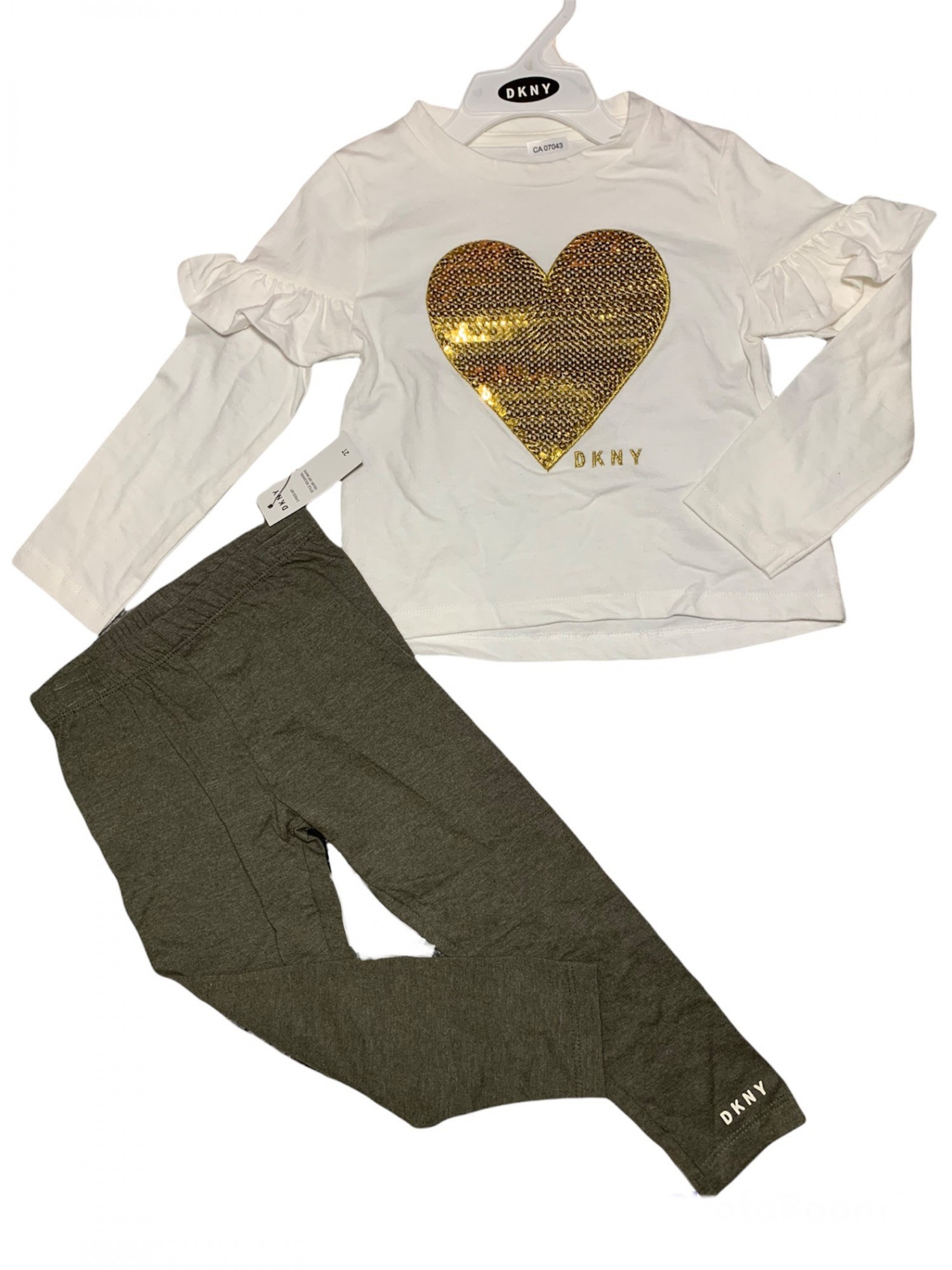 

Комплект (лонгслив + лосины) DKNY 92 см Бежевый/зелёный
