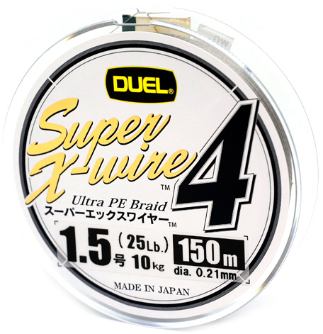 

Шнур Duel Super X-Wire 4 150 м 0.21 мм 10 кг #1.5 Silver (H3583-S)