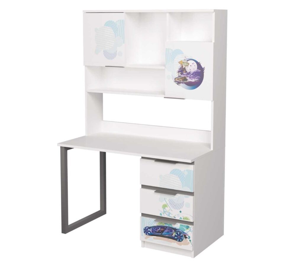 

Письменный стол с надстройкой Mebelkon Auto Dream 3 183х120х65 белый