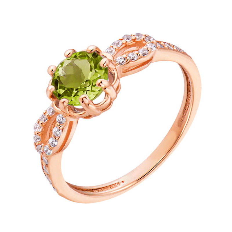 

Кольцо из красного золота с хризолитом и фианитами S Zirconia 000135608 20 размера