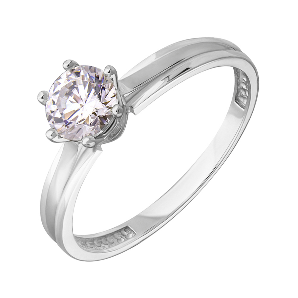 

Золотое кольцо в белом цвете с фианитом S Zirconia 000036703 18.5 размера