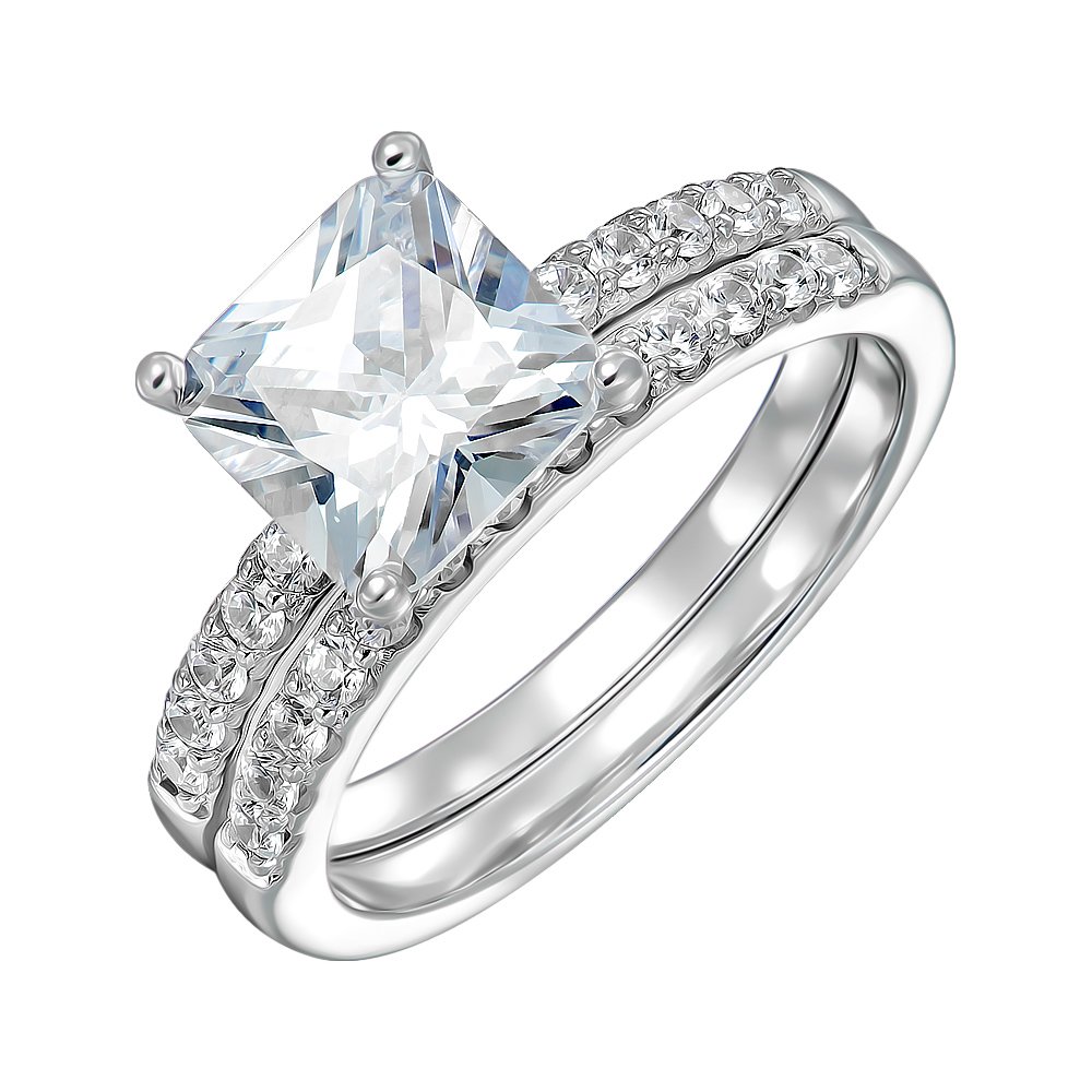 

Серебряное кольцо с фианитами 000151532 18 размера