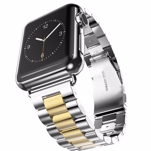 

Ремешок металлический BlackPink 3-Bead Metal Band for Apple Watch 38 | 40 mm, Yellow Gold-Silver