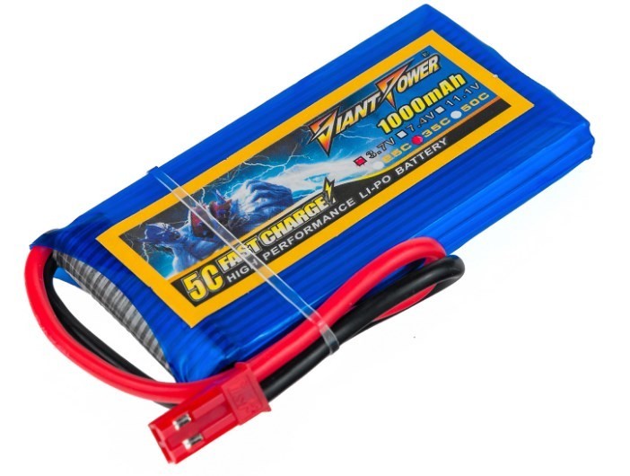 

Аккумулятор Giant Power Li-Pol 1000 mAh 3.7V 1S 35C 8x34x65мм JST