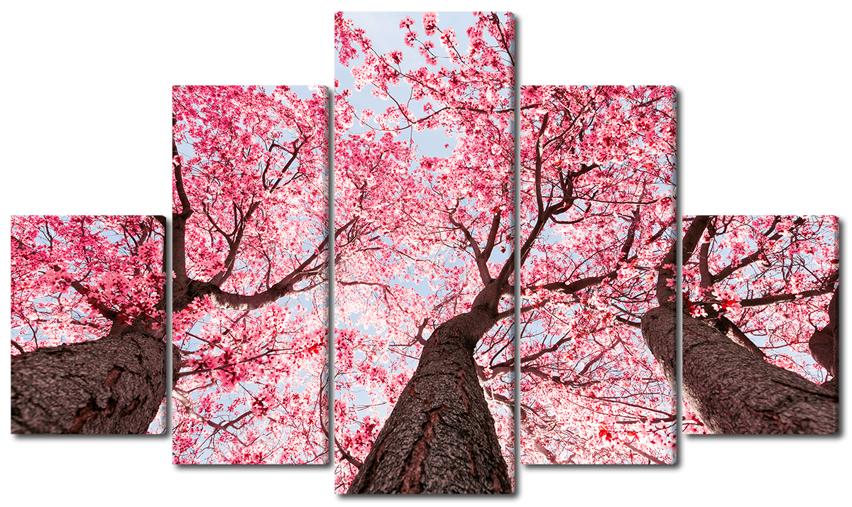 

Модульная картина Interno Эко кожа Розовые деревья 185х106см