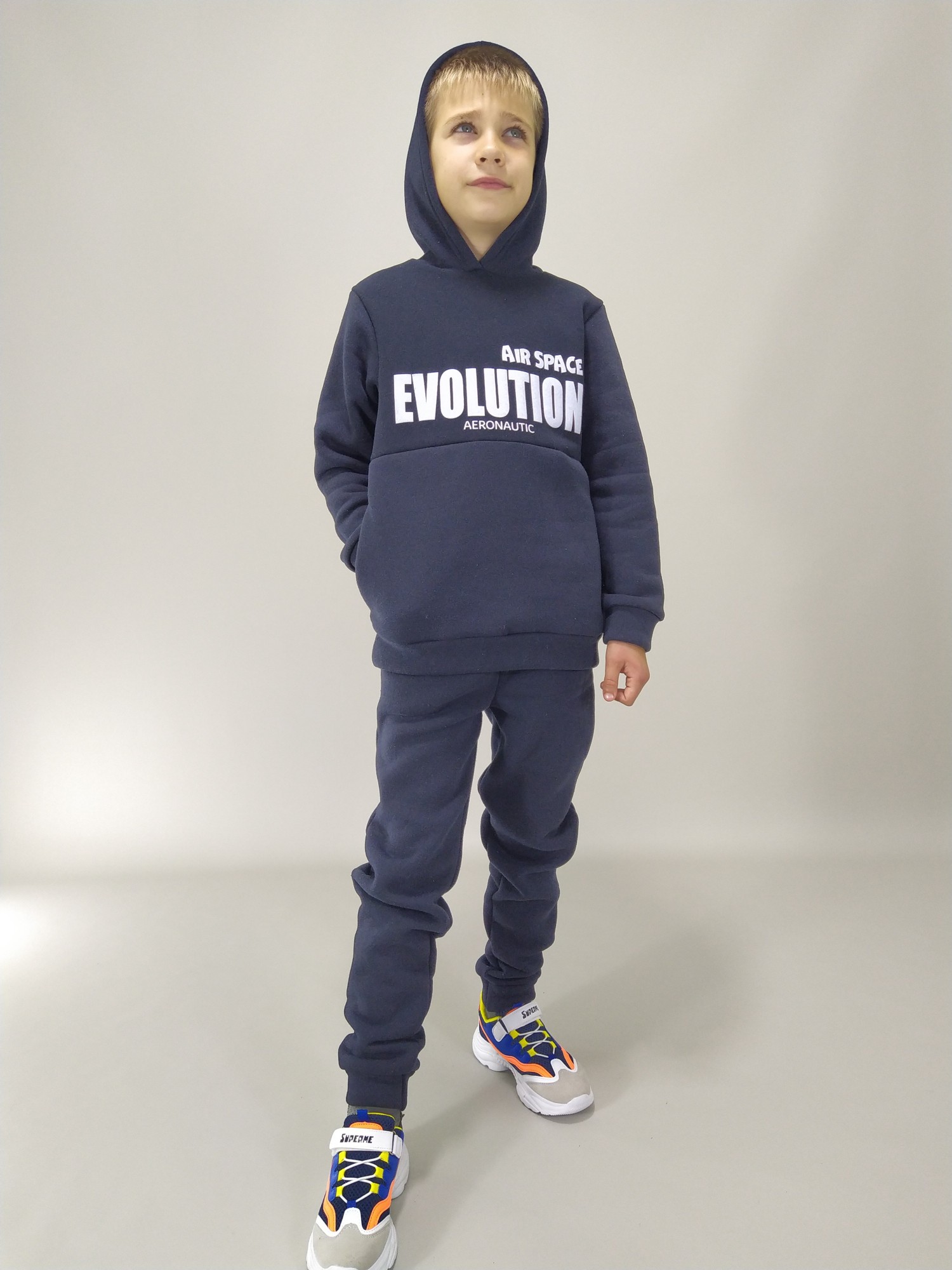 

Спортивный костюм на мальчика теплый Темно синий 140 (109B140)