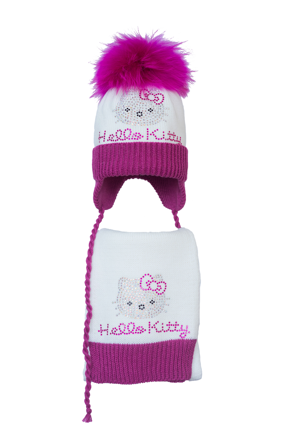 

Комплект (шапка и шарф) HATTY Hello Kitty малиновая (52 см) Белый с фуксией (4б.ш./1-14-1м)