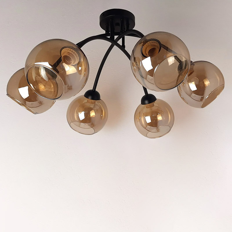 

Люстра стельова Light House NM-16458/6 AMBER чорна