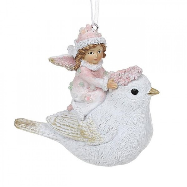 

Новогодняя подвеска Ангел на птичке H-9 см. 6шт/уп Flora 12812 (NAT09609)