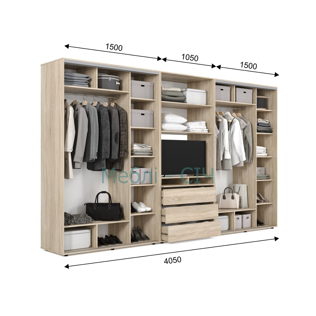 

Шкаф купе под ТВ Мебель Сич ШКТВ-4/405 (4050х600х2200) Нимфея Альба