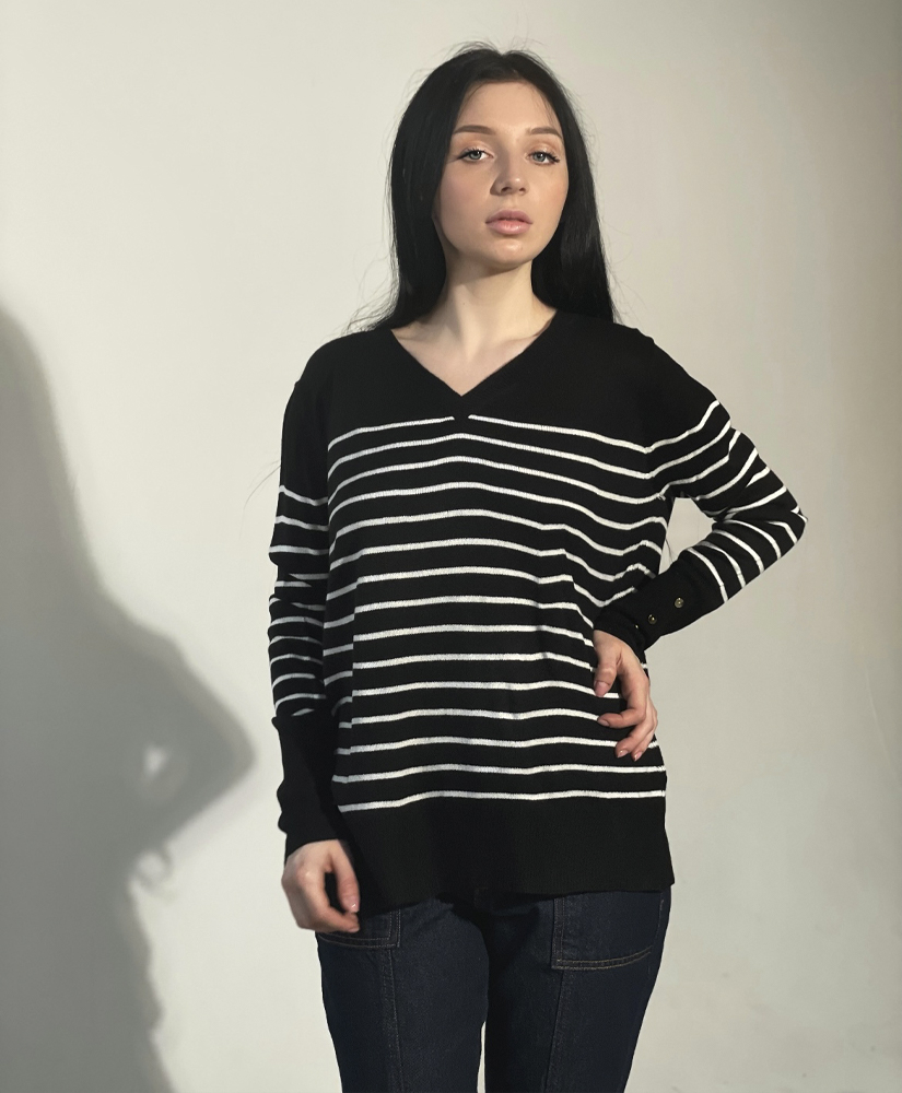 

Пуловер Primark 37868  Чорний/Білий, Пуловер Primark 37868 XL Чорний/Білий