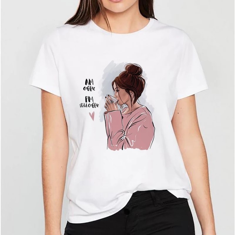 

Женская футболка J.Me Coffeeholic с рисунком белая One Size 3532