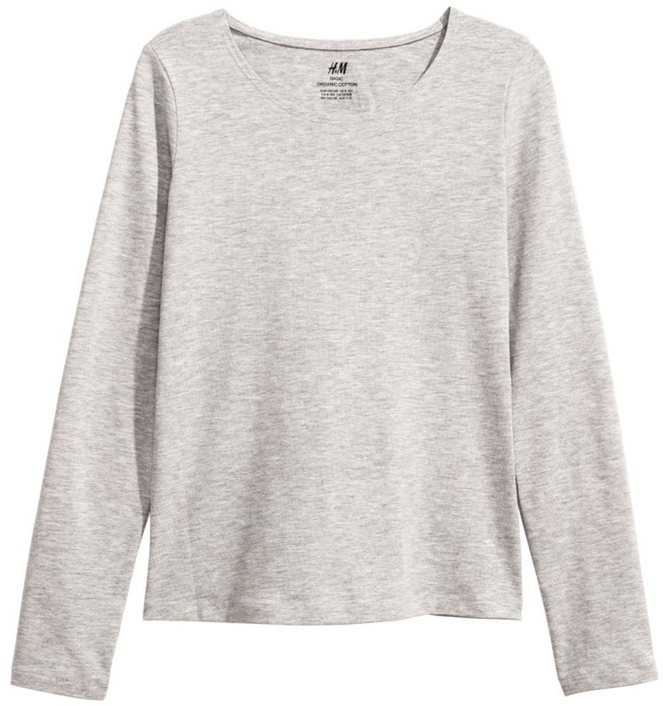 

Футболка с длинными рукавами H&M 5883307 170 см Серая меланж