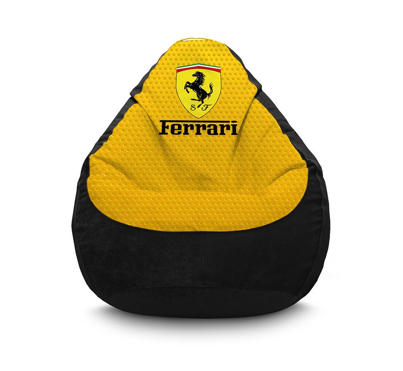 

Кресло мешок iPuff "Ferrari. Yellow. Black" Флок XL (80x110 см) Желтый/Черный