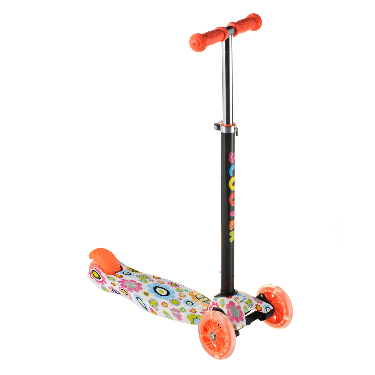 

Детский самокат Scooter SL-4Z светящиеся колеса и складная ручка Цветочный