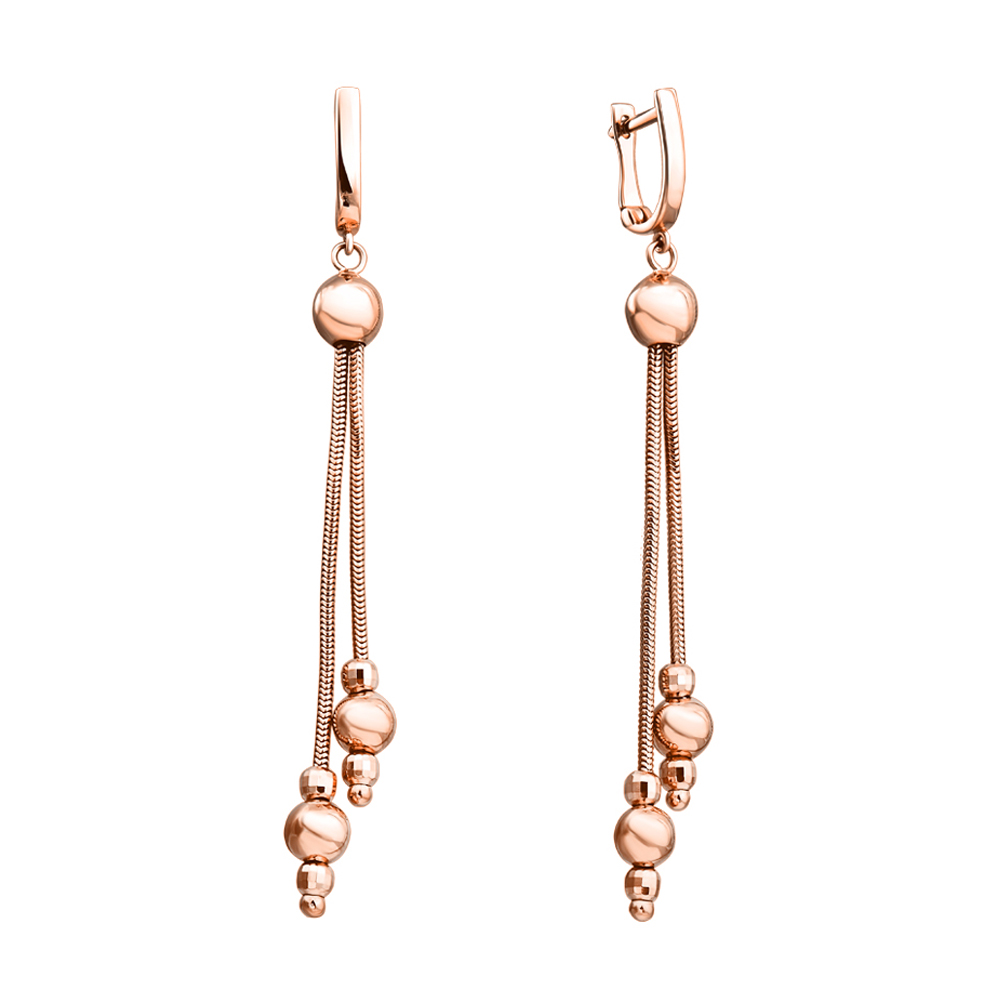 

Серьги-подвески из красного золота Шарики 000140718