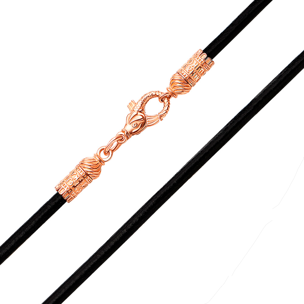 

Каучуковый шнурок Стихия в красном цвете с золотым замком в виде рыбки и узорным креплением 00012995 60 размера