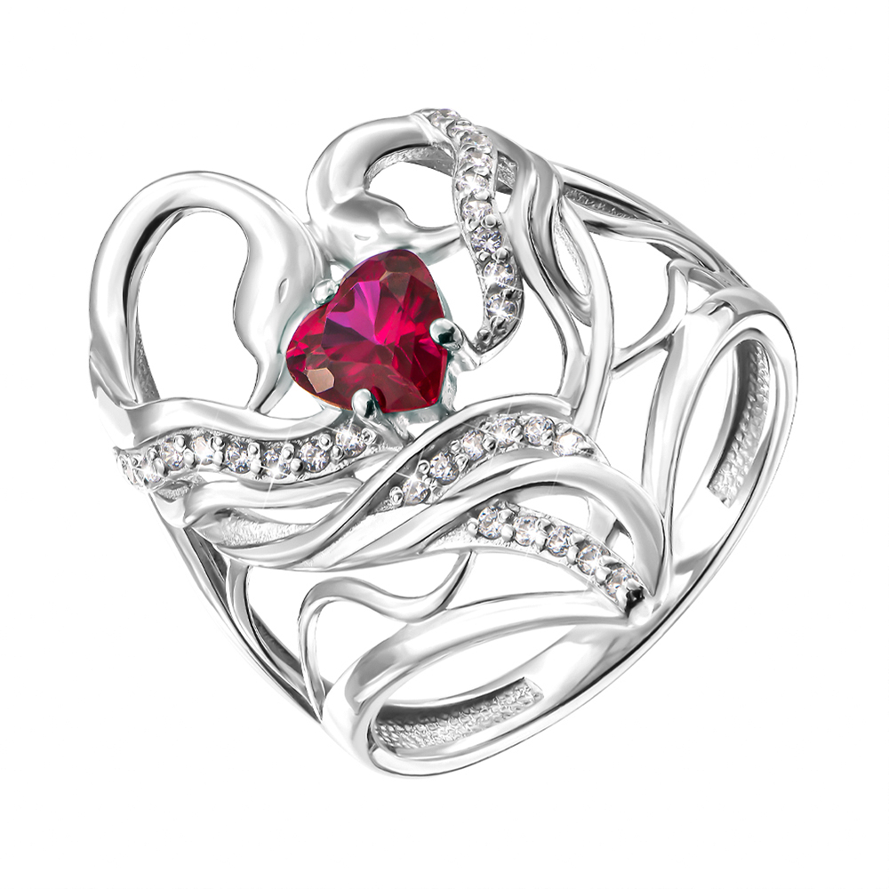 

Серебряное кольцо с красным и белыми фианитами 000137878 19 размера