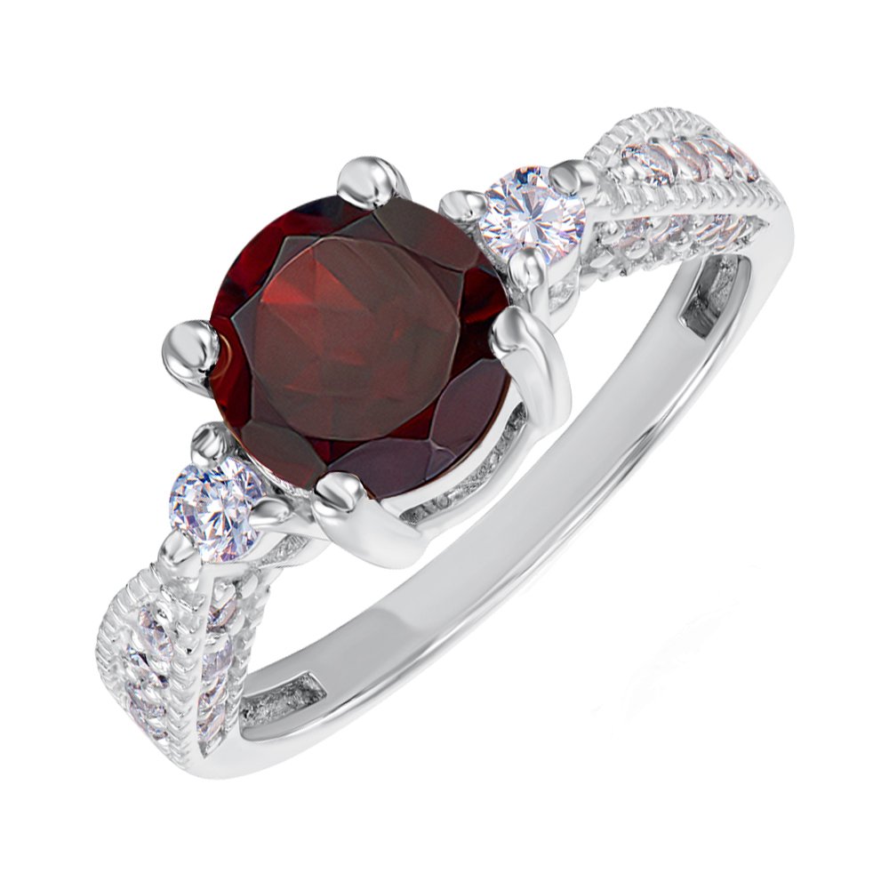 

Серебряное кольцо с гранатом и фианитами 000148832 18.5 размера