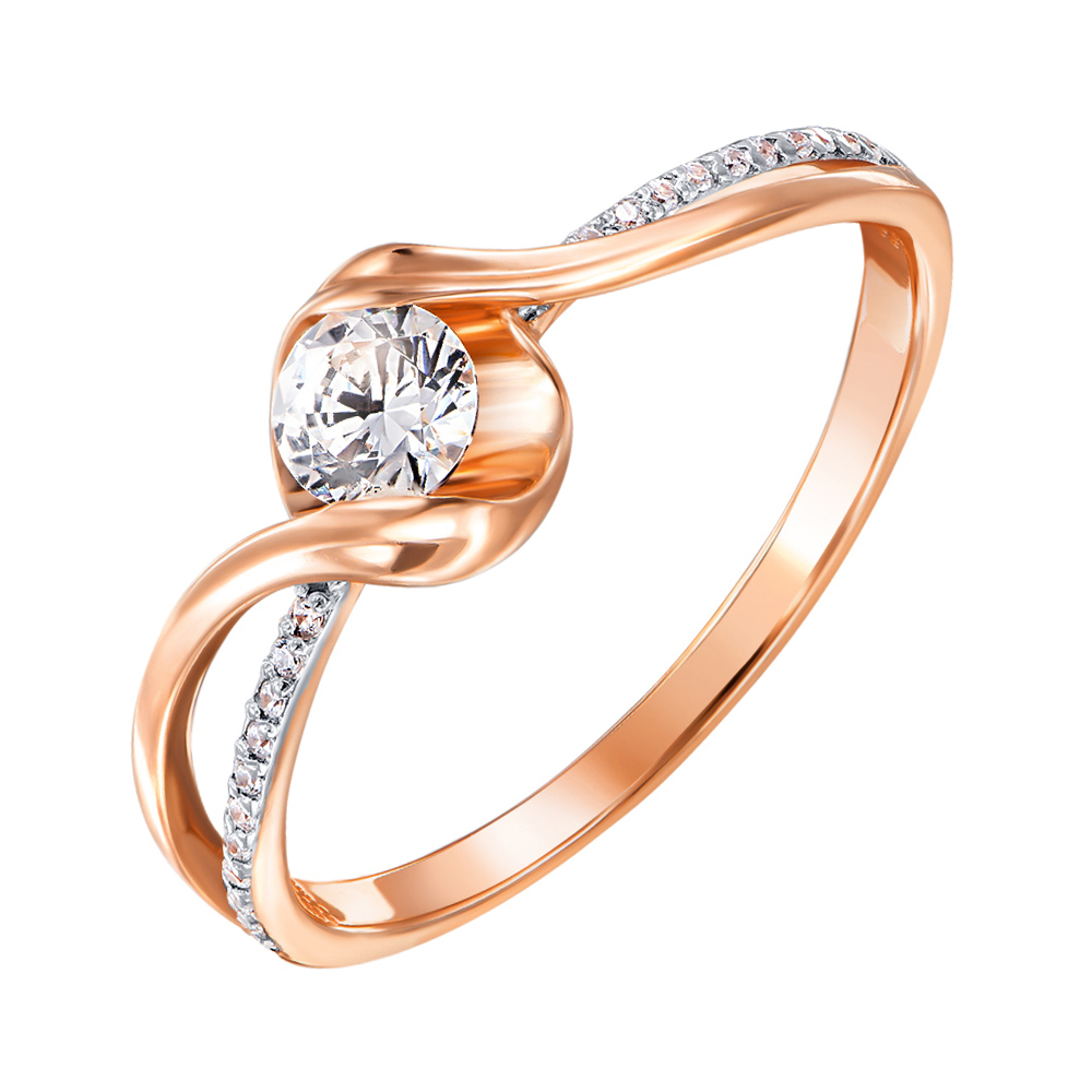 

Золотое кольцо Шарлотта в комбинированном цвете с фианитами S Zirconia 000122762 15.5 размера