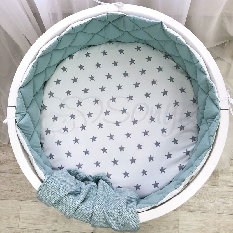 

Бортики детскую кроватку стеганые круг темная мята