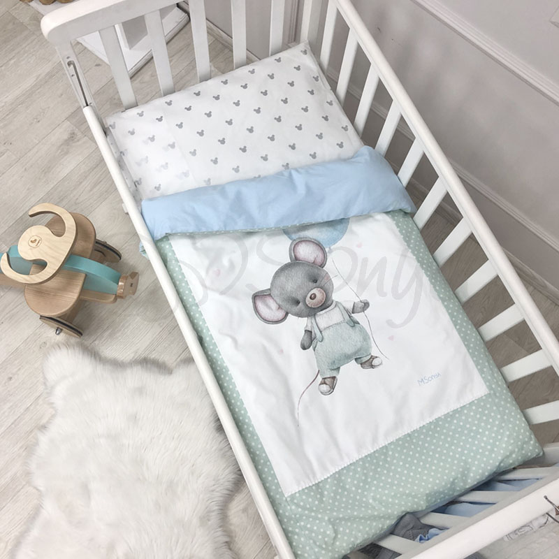 

Комплект сменного белья в кроватку (3 предмета) Mouse мята