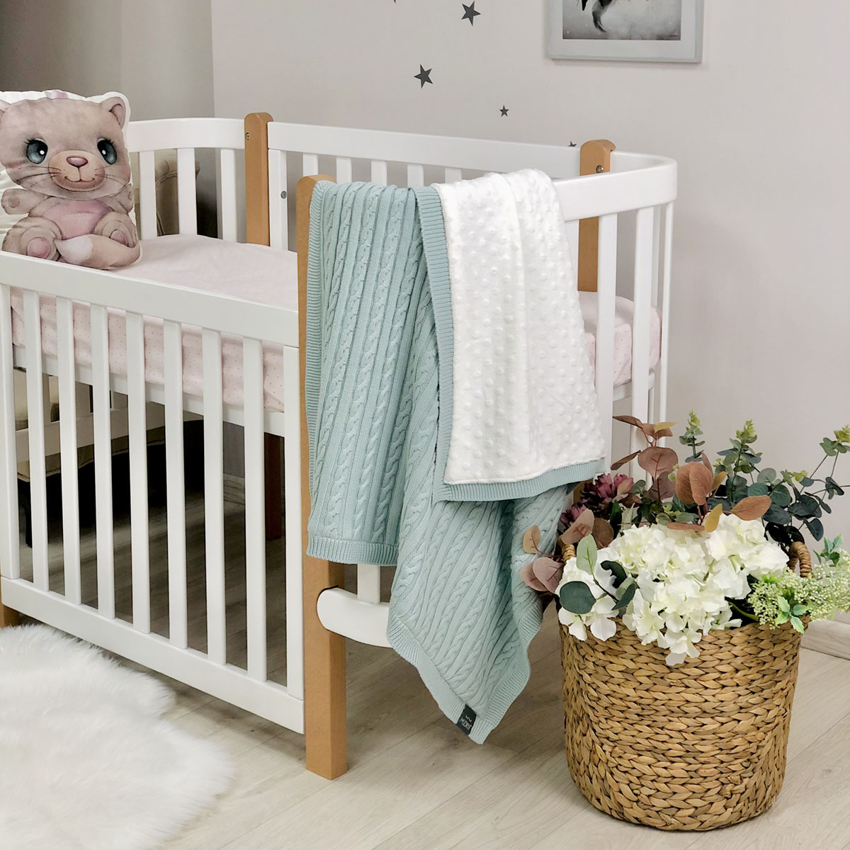 

Плед WellSoft детский Косы мята 80х100 см