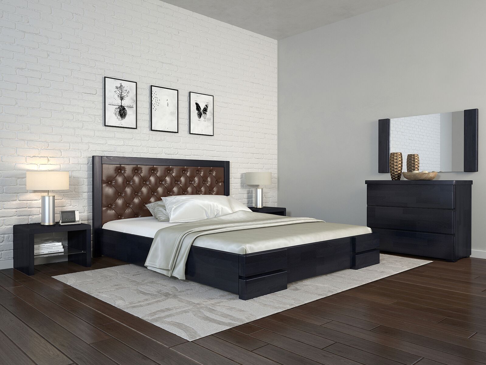 

Кровать Arbordrev Регина Люкс ромбы без ПМ (160*200) бук Венге