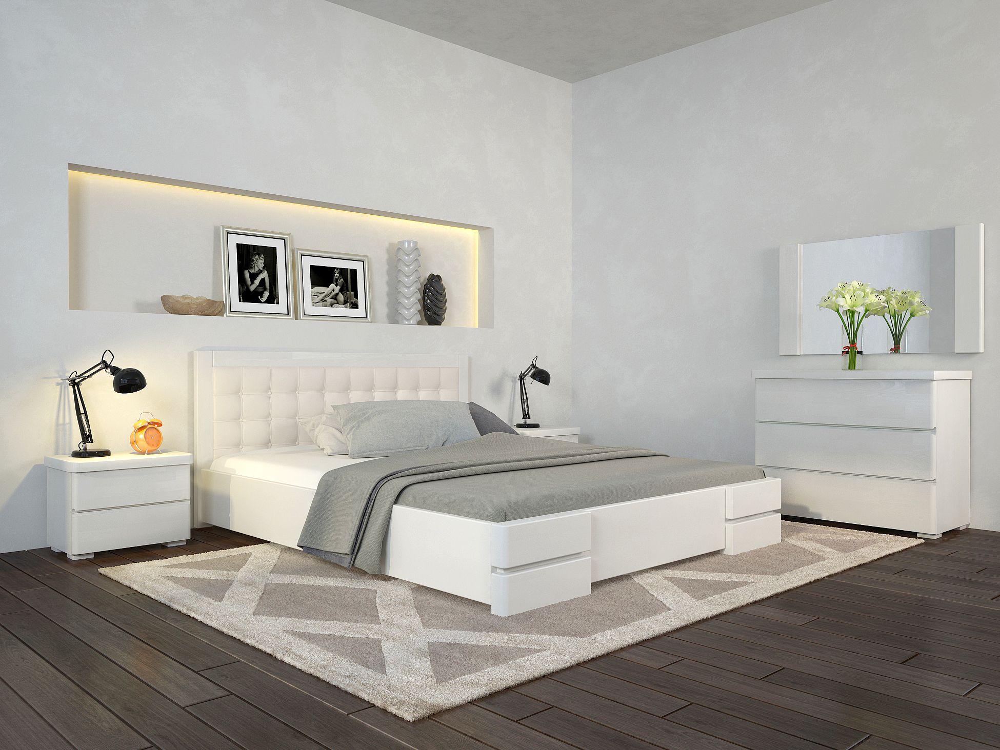 

Кровать Arbordrev Регина Люкс квадраты без ПМ (120*200) бук Белый