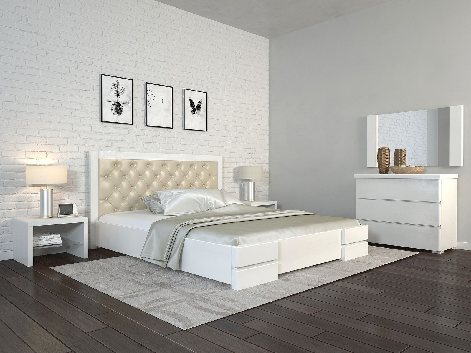

Кровать Arbordrev Регина Люкс ромбы без ПМ (120*200) бук Белый
