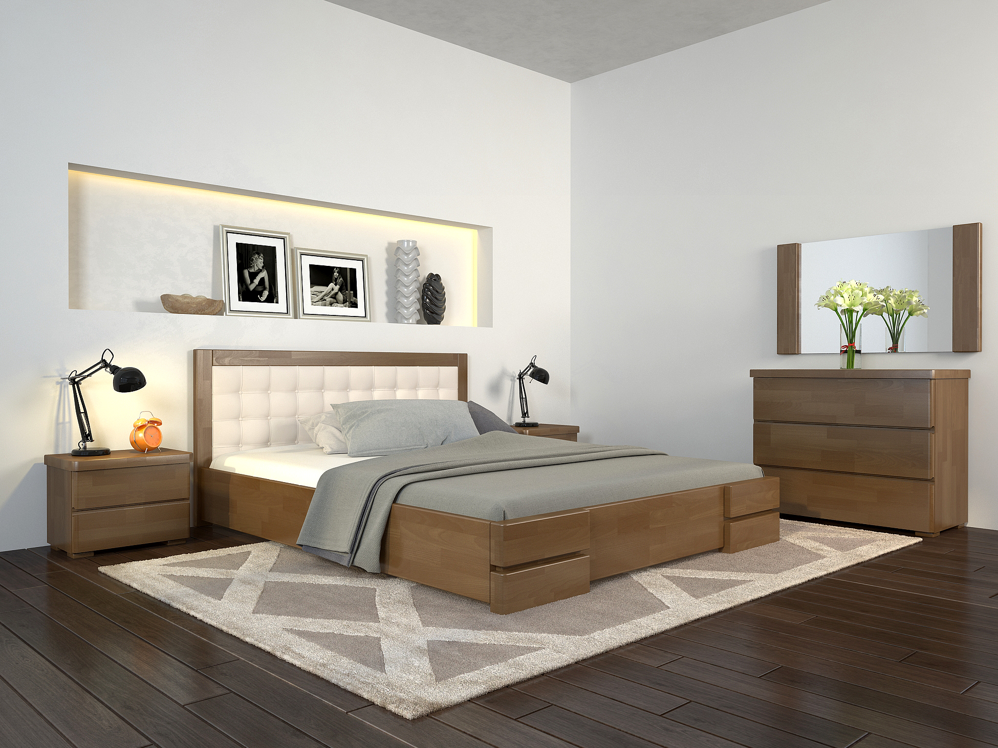 

Кровать Arbordrev Регина Люкс квадраты без ПМ (180*200) сосна Орех