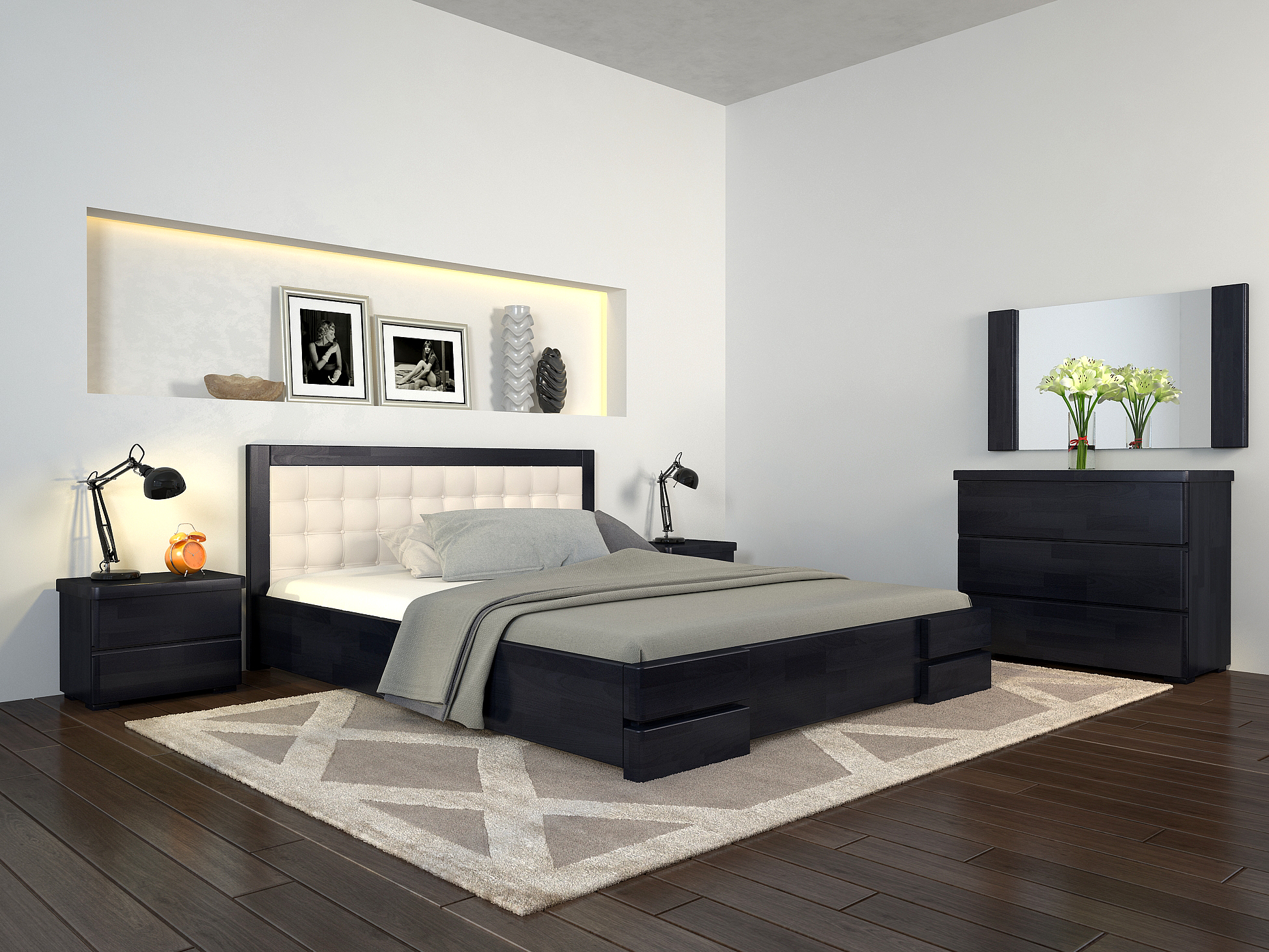 

Кровать Arbordrev Регина Люкс квадраты без ПМ (120*200) бук Венге