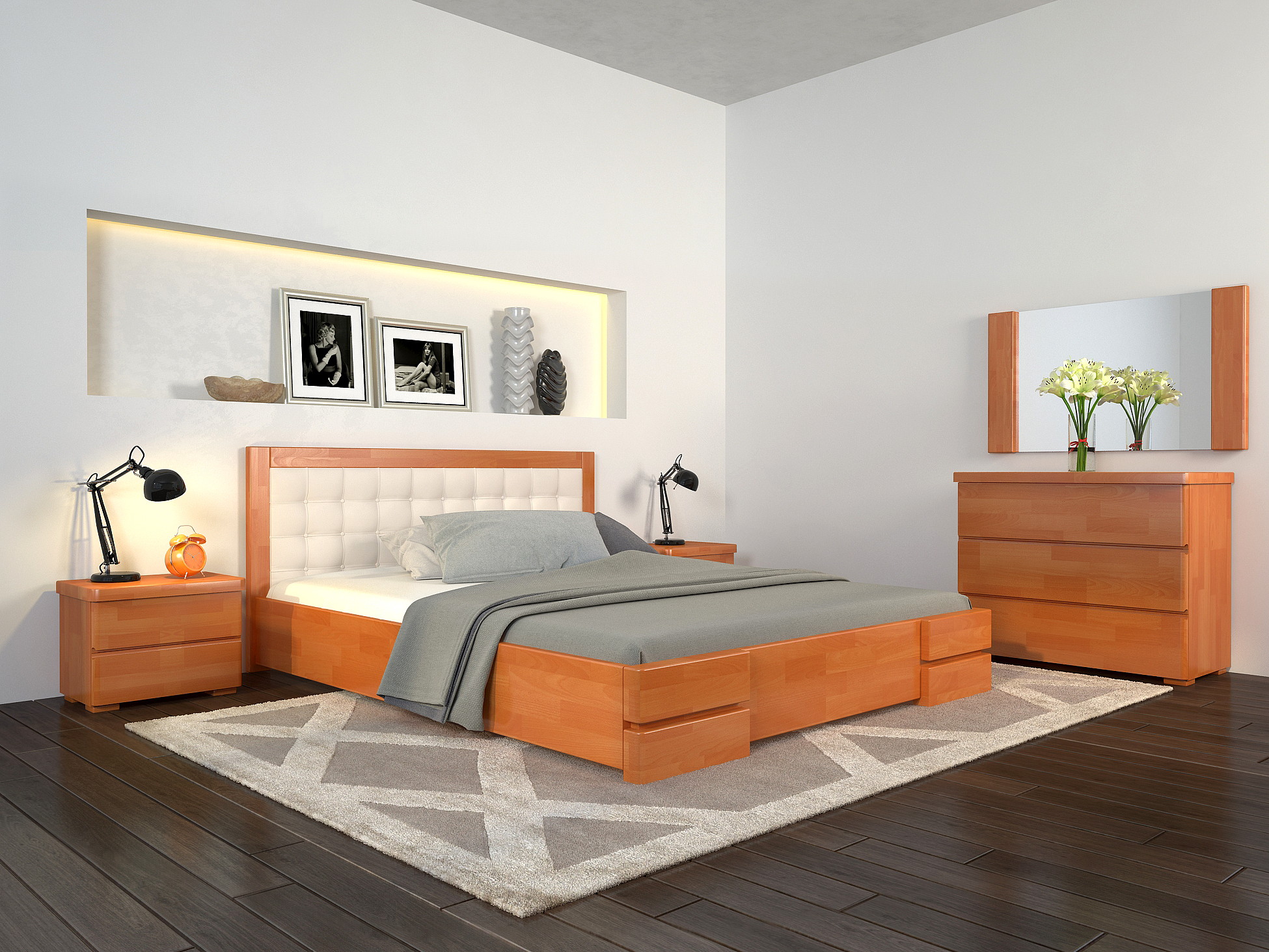 

Кровать Arbordrev Регина Люкс квадраты без ПМ (140*200) бук Ольха