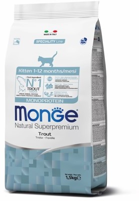 

Корм Monge cat Monoprotein Kitten с форелью 1,5 кг (70005500)