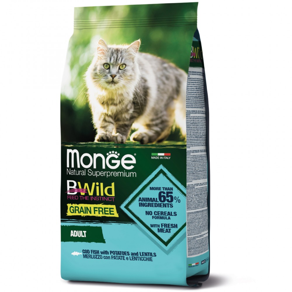 

Корм для кошек Monge Вwild grain free треска 1,5 кг (70012058)