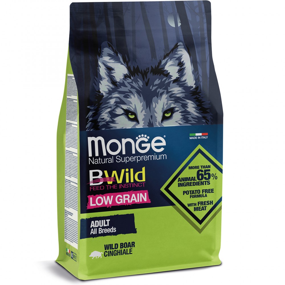 

Корм для собак Monge Вwild low grain дикий кабан 15 кг (70056038)