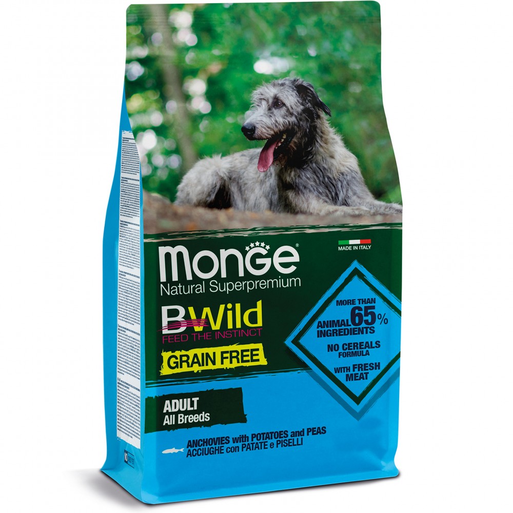 

Корм для собак Monge Вwild grain free анчоус 15 кг (70006033)