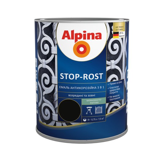 

Эмаль Alpina алкидно-уретановая черная 0.75л (12035324)