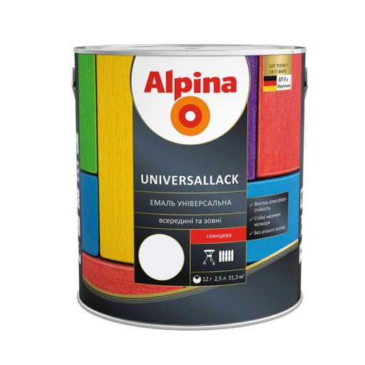 

Эмаль Alpina белая глянцевая 2.5 л (12035373)