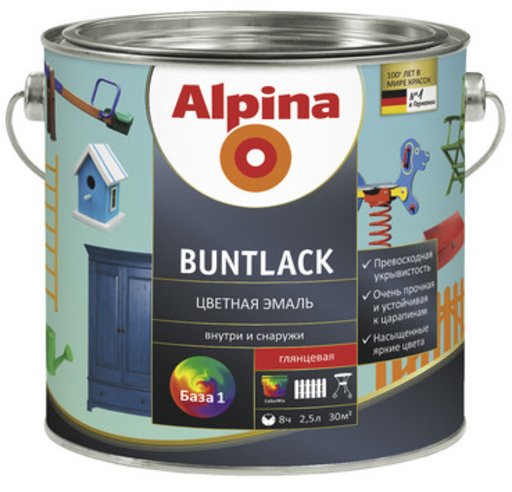 

Эмаль акриловая Alpina Buntlack белая 2.5 л (11669574)