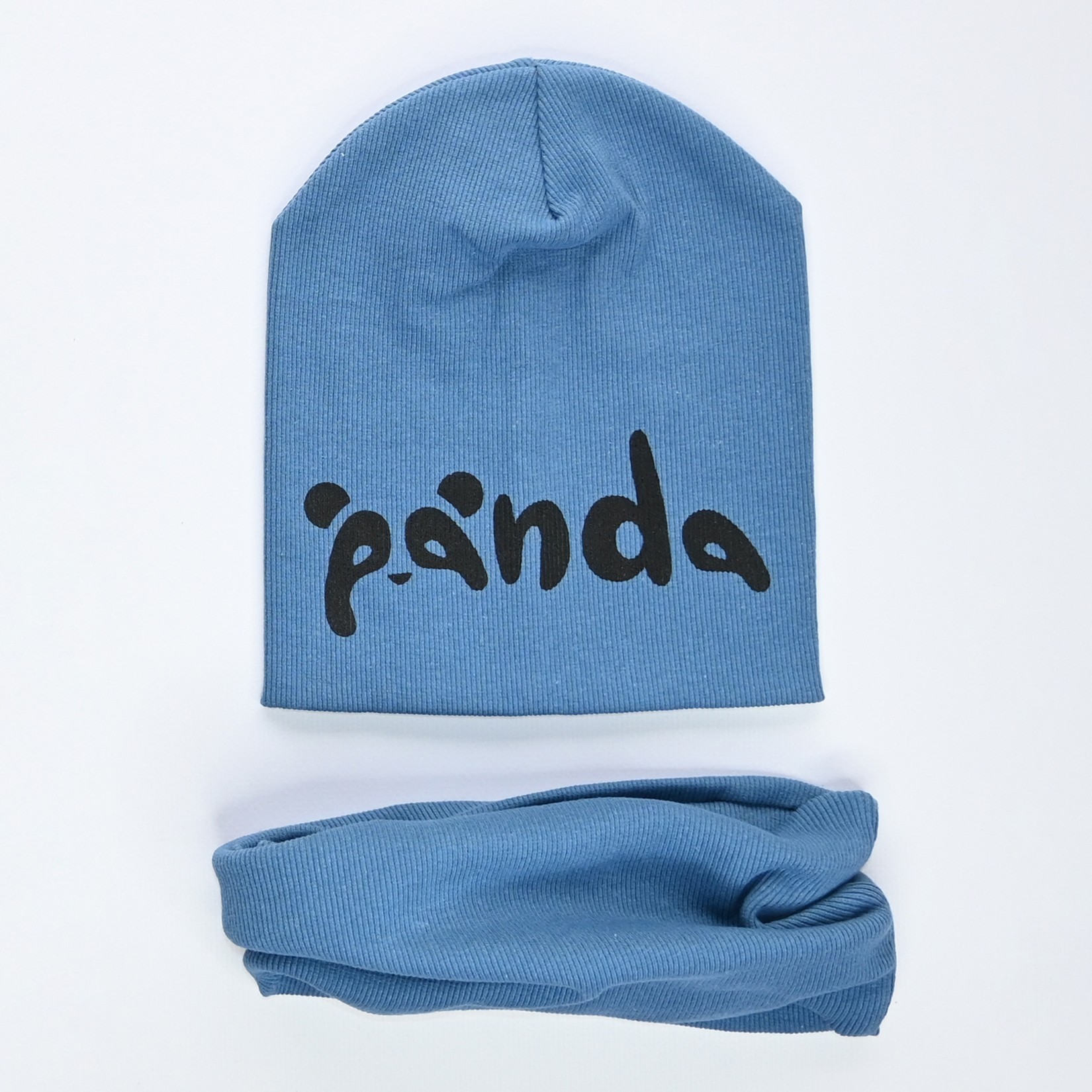 

Шапка и хомут Makko "Panda" 46-50 см серо-синий