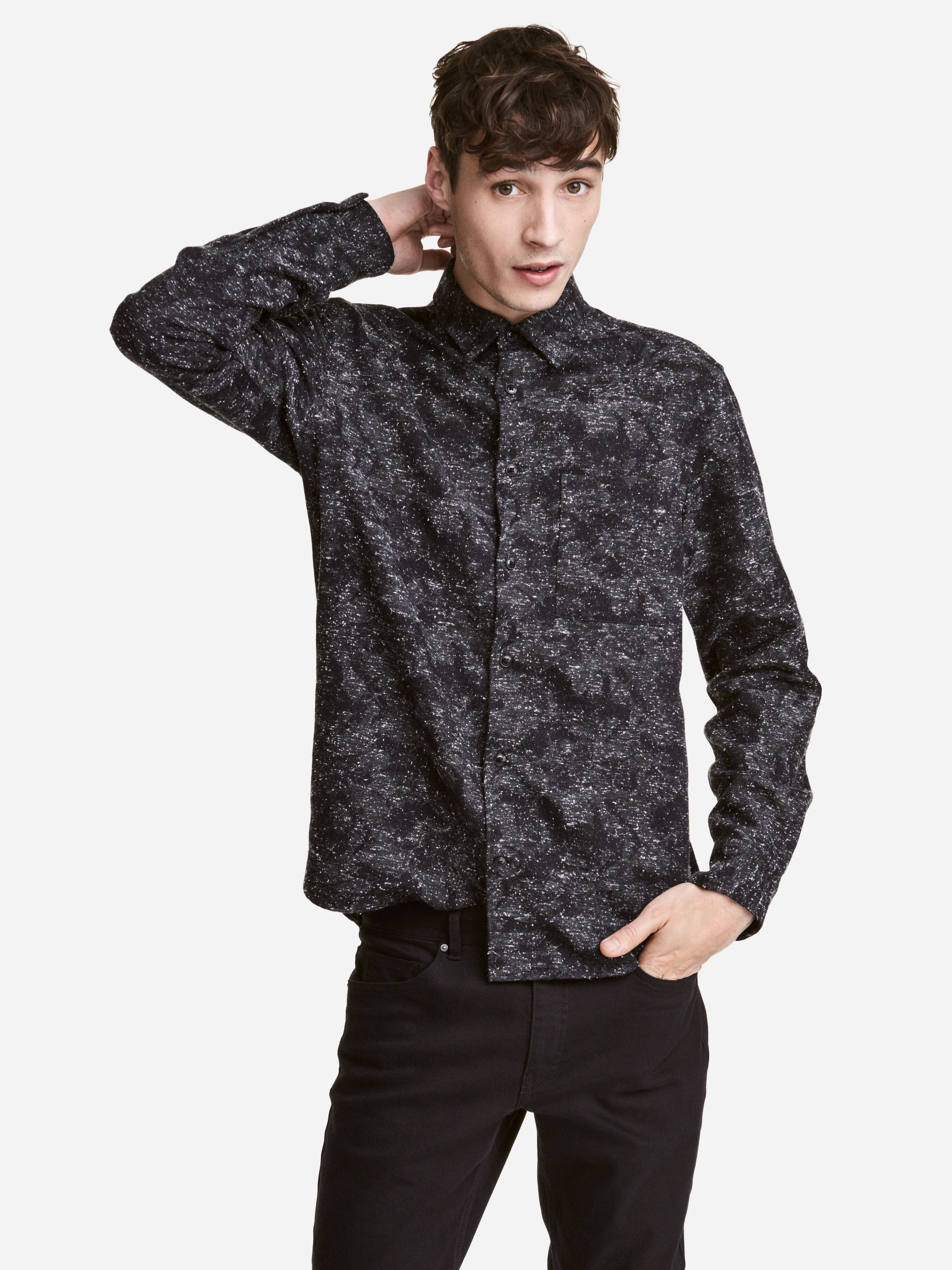 

Рубашка H& XAZ097540YARR  Черная с серым и белым, Рубашка H&M XAZ097540YARR M Черная с серым и белым