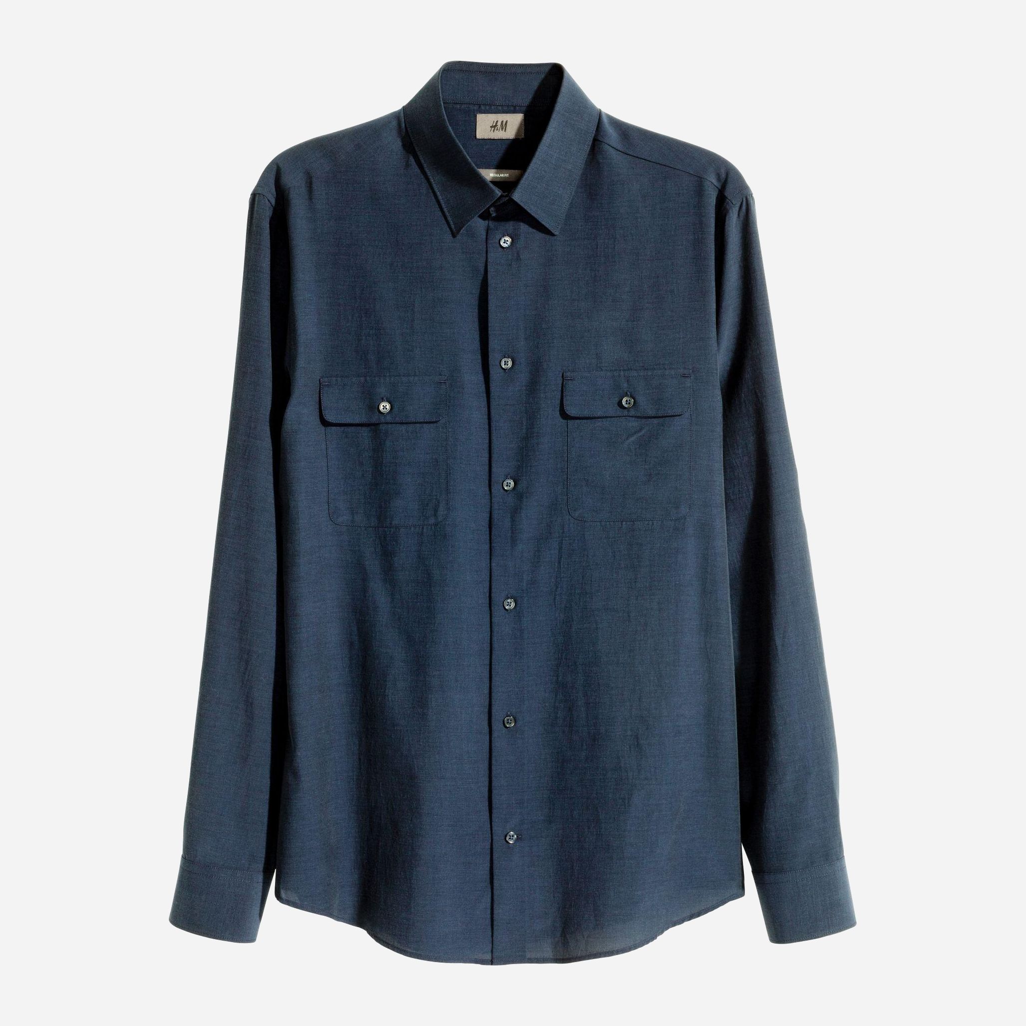 

Рубашка H& XAZ146336FVFO  Темно-синяя, Рубашка H&M XAZ146336FVFO M Темно-синяя