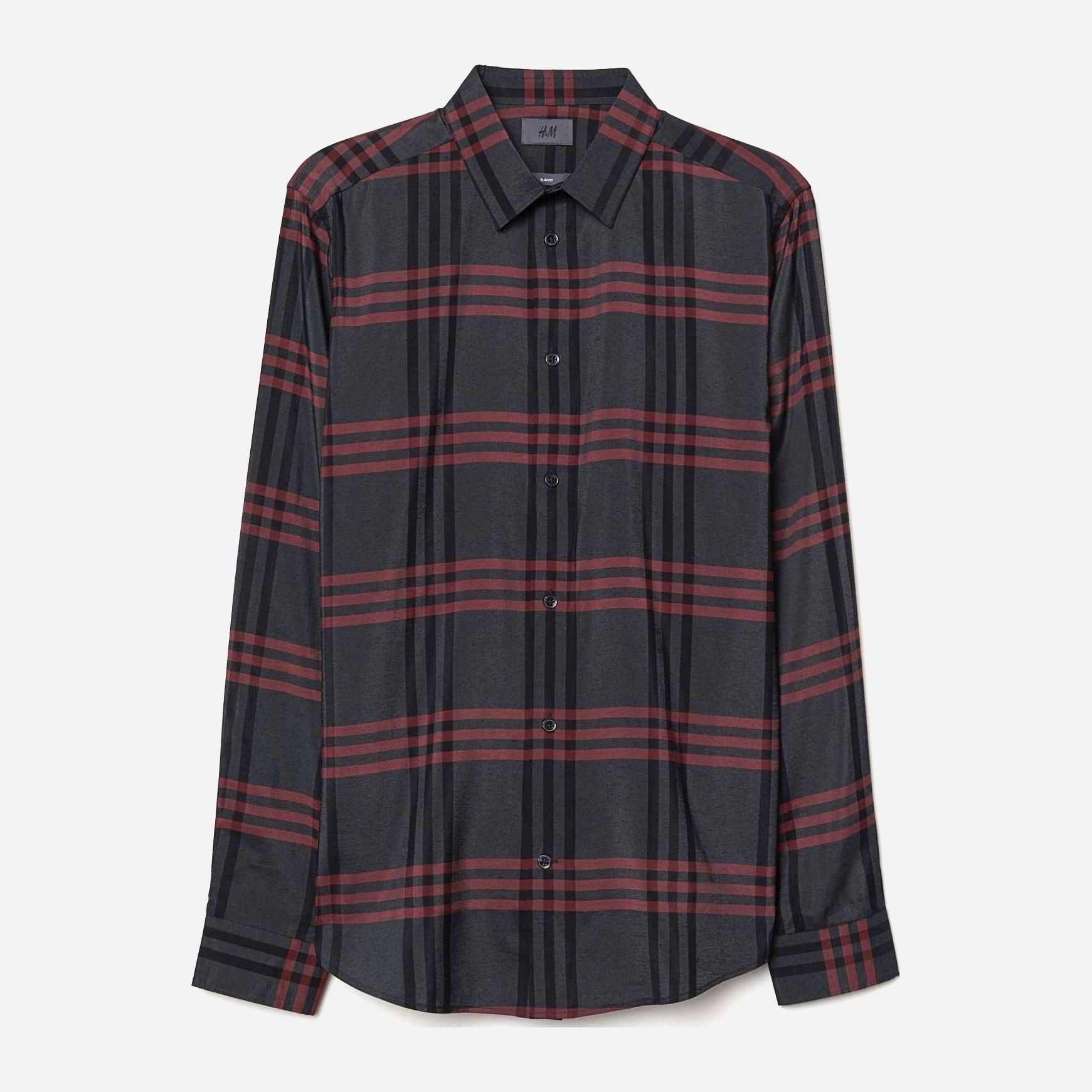 

Рубашка H&M XAZ179653LDGW  Черная с бордовым, Рубашка H&M XAZ179653LDGW XS Черная с бордовым