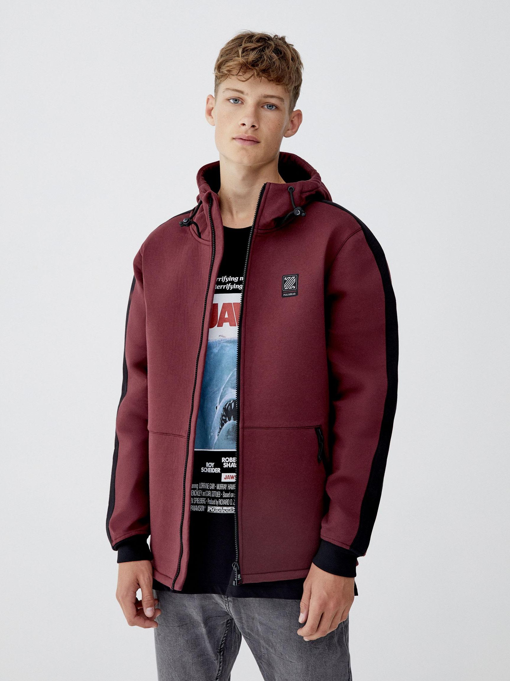 

Толстовка Pull & Bear XAZ225920YDIC L Бордовая с черным