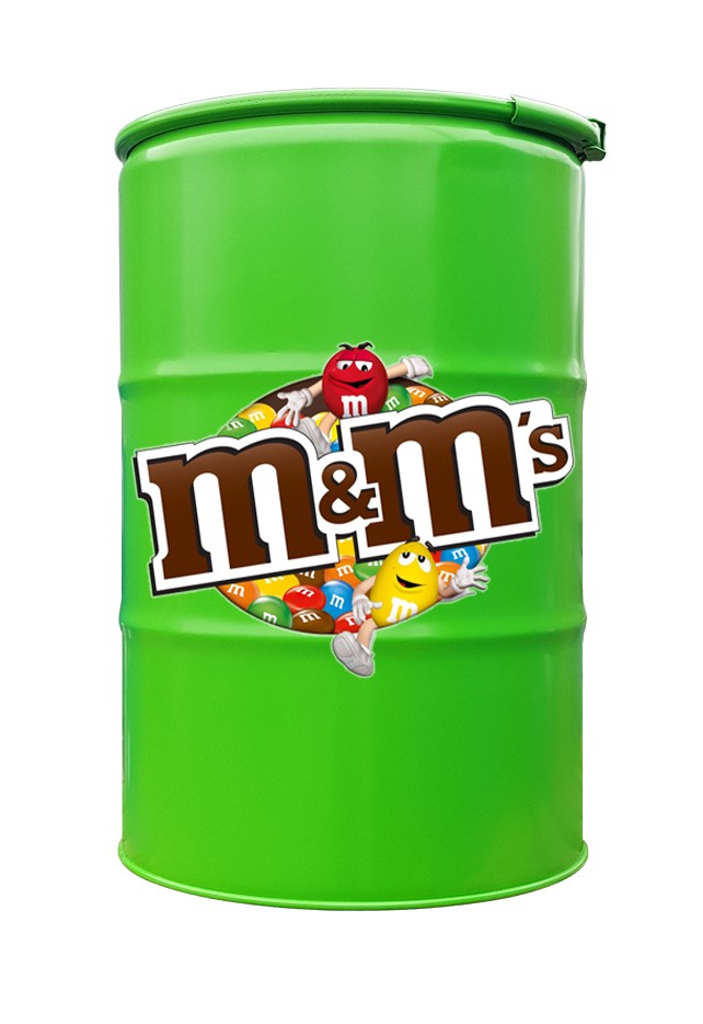 

Бочка дизайнерская в стиле LOFT (ЛОФТ) Тарне Рішення 1А2 внутреннее покрытие зелёное 200л зелёная M&M'S
