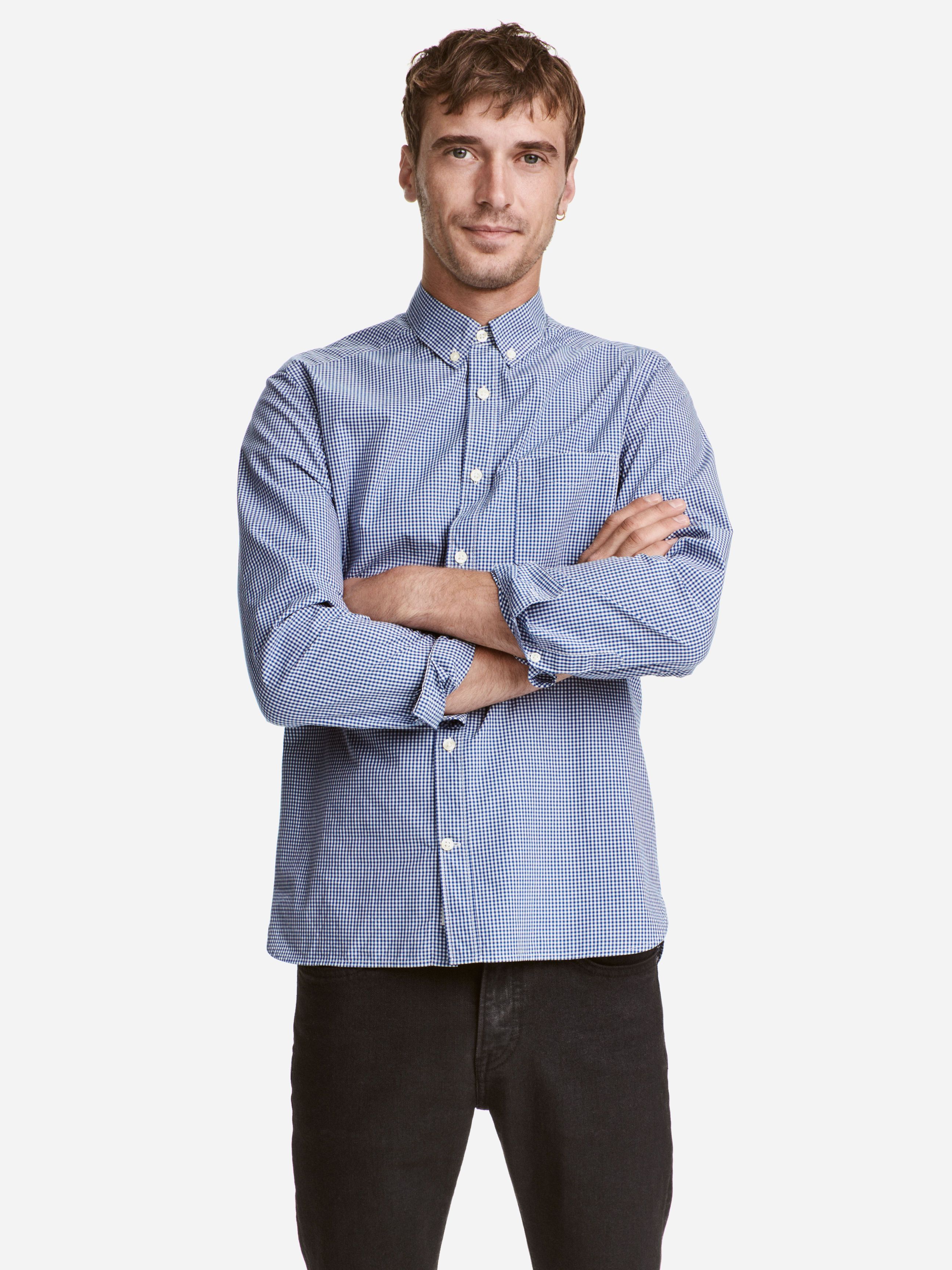 

Рубашка H&M XAZ048703XHUJ  Белая с синим, Рубашка H&M XAZ048703XHUJ S Белая с синим