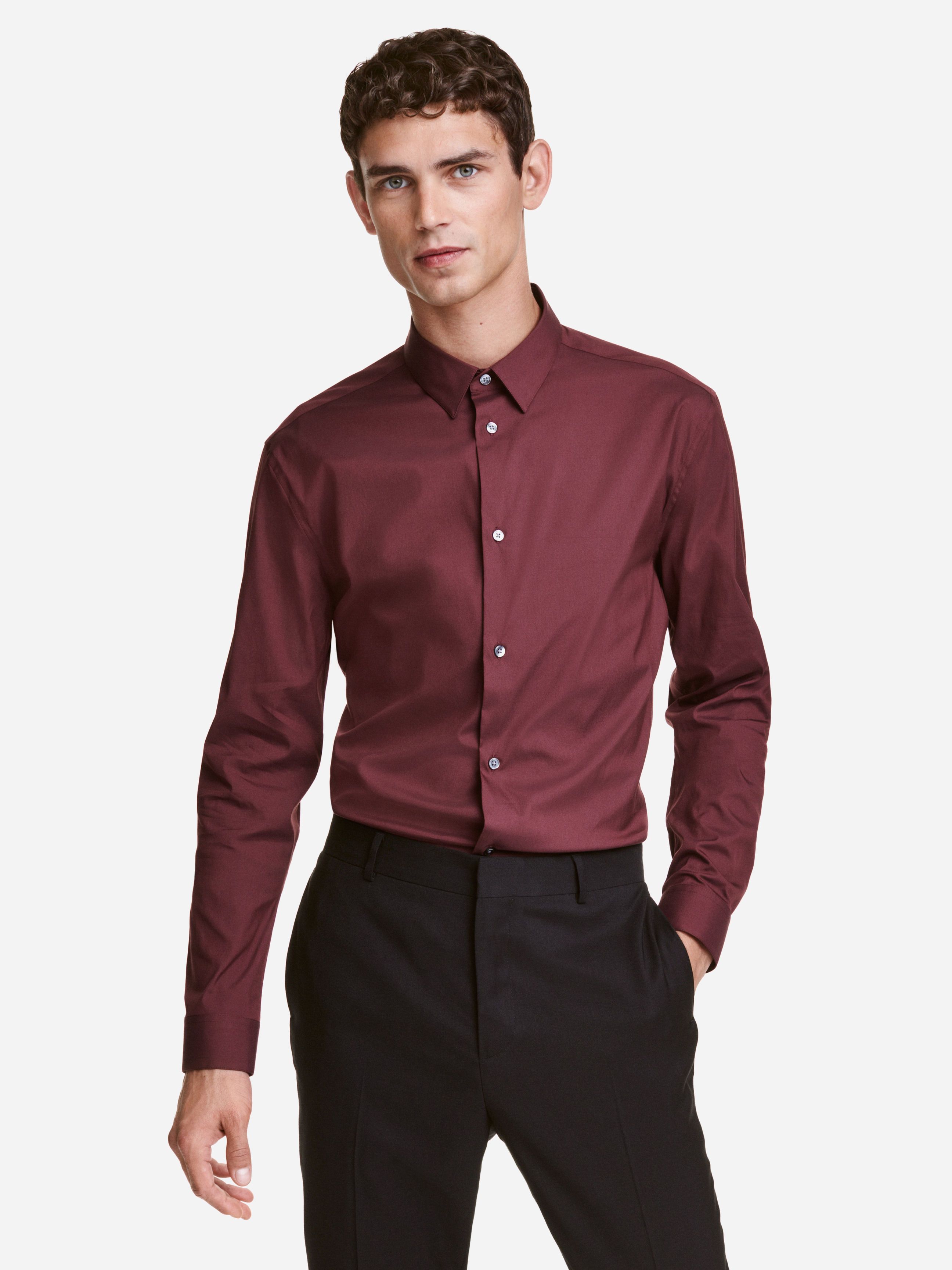 

Рубашка H&M XAZ045358ZJBW  Бордовая, Рубашка H&M XAZ045358ZJBW L Бордовая